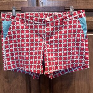 Haley & the Hound‎ Red Geometric Print Shorts Women's Size 6 USA Made Preppy